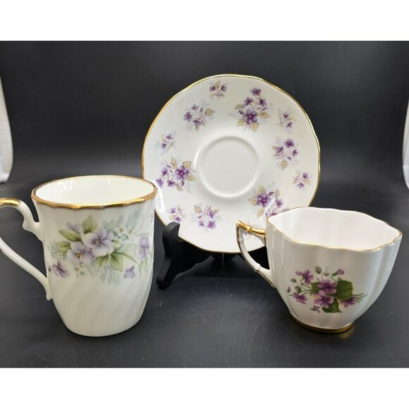 Woodside Hudson Middleton Royal Victoria Floral Bone China Teacup Set JJ4094 - Picture 3 of 6